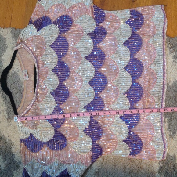 VTG Vintage Saks Fifth Avenue sequin long sleeve, large - Picture 12 of 13